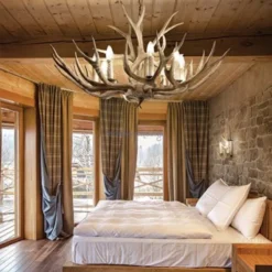 Chalet lampadario in resina effetto legno